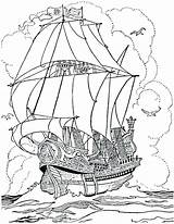 Coloring Ship Pages Pirate Colouring Printable Big Pearl Galleon Navy Ships War Anchor Sunken Steamboat Kids Adult Adults Kidsplaycolor Color sketch template