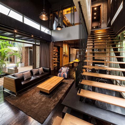 striking modern industrial house  sophisticated accents  bangkok thailand