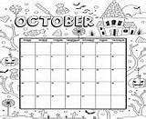 Calendar Coloring October Pages Printable June Book sketch template