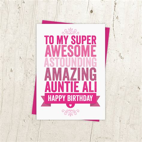Personalised Birthday Card For Auntie Aunt Aunty By A Is For