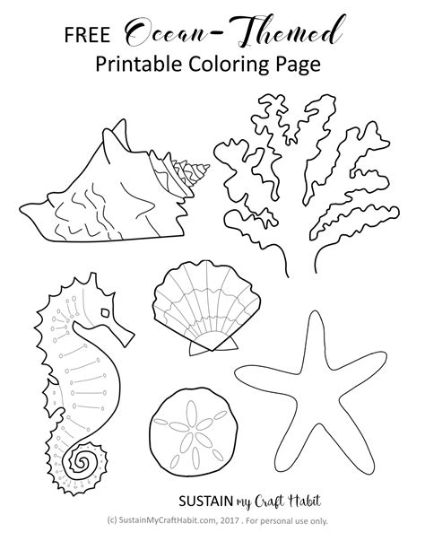 ocean themed coloring page printable sustain  craft habit