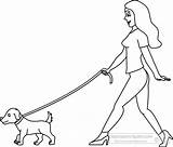Walking Dog Clipart Outline Woman Dogs Walk Girl Person Drawing Easy Clip Teenage Husky Animals Small Cliparts Library Clipground sketch template