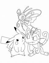 Pokemon Coloring Pages Pikachu Printable Sheets Kids Meowth Cute Colouring Pdf Print Book Tegning Picgifs Cartoon Printables Adult Tegninger Anime sketch template