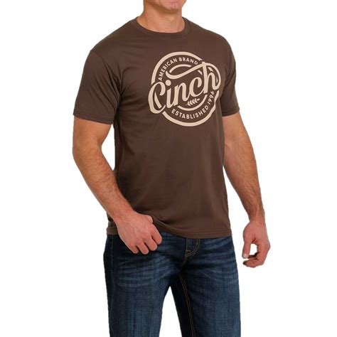cinch mens brown graphic print logo jersey  shirt mtt wild