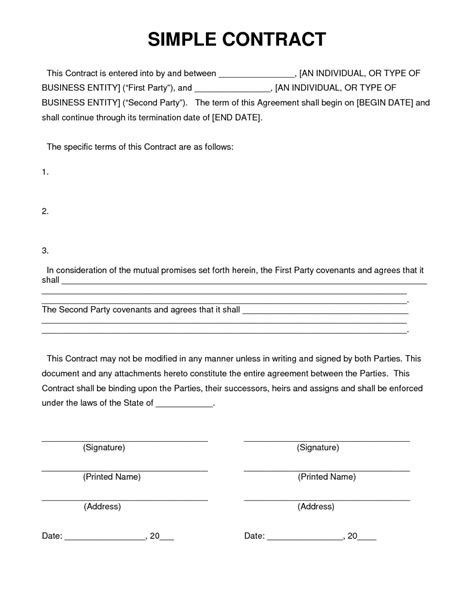 sample contract agreement letter