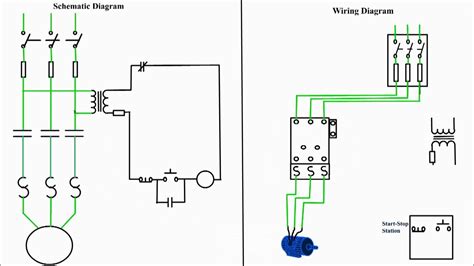 motor starter diagram start stop  wire control starting