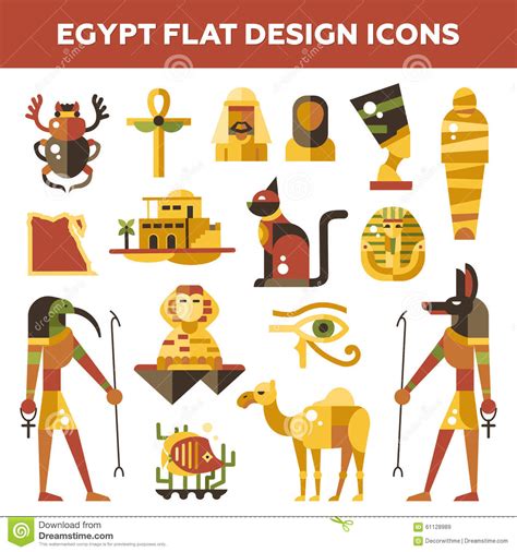 Set Of Flat Design Egypt Travel Icons Stock Vector