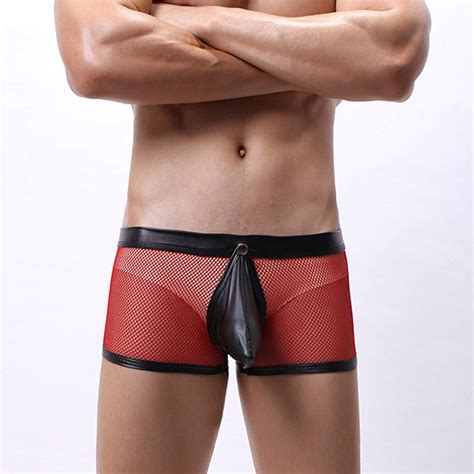 2021 sexy male underwear men boxer shorts mesh net open