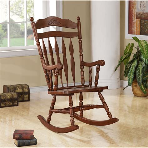 solid wood rocking chair dark walnut walmartcom