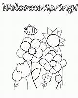 Spring Coloring Pages Preschool Simple Color Printable Kids Cartoon Welcome Sheets Book Mini Weather Print sketch template
