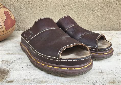 vintage dr martens slip  sandals womens uk size   size  brown leather   england