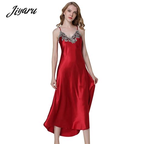 summer sexy silk long nightgowns for women lingerie ladies night dress