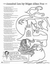 Coloring Poems Lee Annabel Poe Edgar Allan Pages Printable Poetry Poem Kids Tweetspeakpoetry Allen Browse Heart sketch template