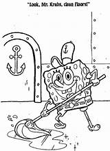 Spongebob Coloring Krusty Mopping Krab Floor Bob Colorear Para Esponja Sponge Color Printable Dibujos Colorare Da Imprimir sketch template