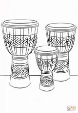 Djembe Coloring Drum Bongos Drums Printable Pages Instruments Template Sheet Kids Music sketch template