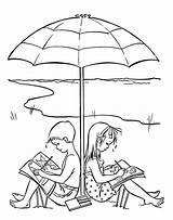 Under Pages Coloring Sun Umbrella Children sketch template