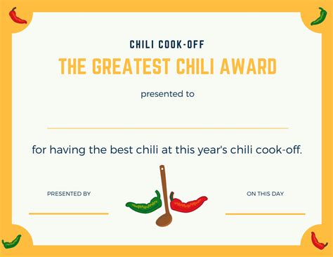 certificate  chili peppers     words chilli cook