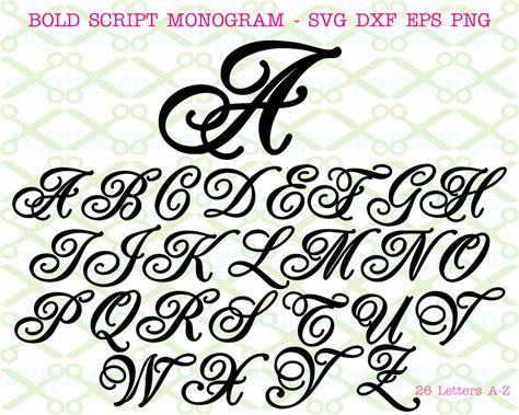bold script monogram svg font cricut silhouette files svg dxf eps png