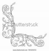Corner Vintage Vector Ornament Baroque Scroll Engraving Shutterstock Stock Preview sketch template