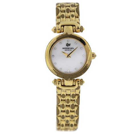 raymond weil  gold electro  mother  pearl diamond dial