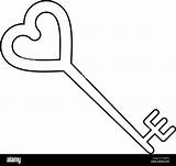 Key Heart Outline Shaped Alamy Style Vector sketch template