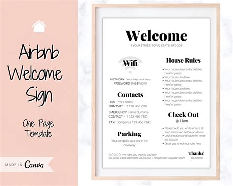 stationery  airbnb posters editable template bundle wifi password sign airbnb host vacation