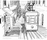 Tram Lisbon Quiet Portugal sketch template