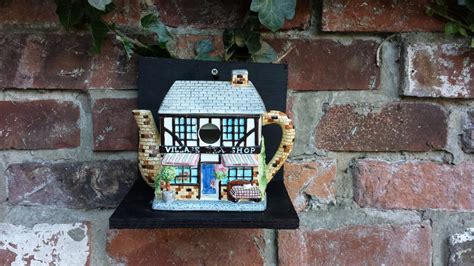 quirky teapot bird house nest box  cycled vintage