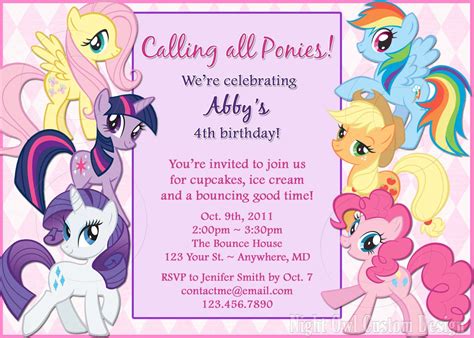 printable   pony birthday invitations  invitation