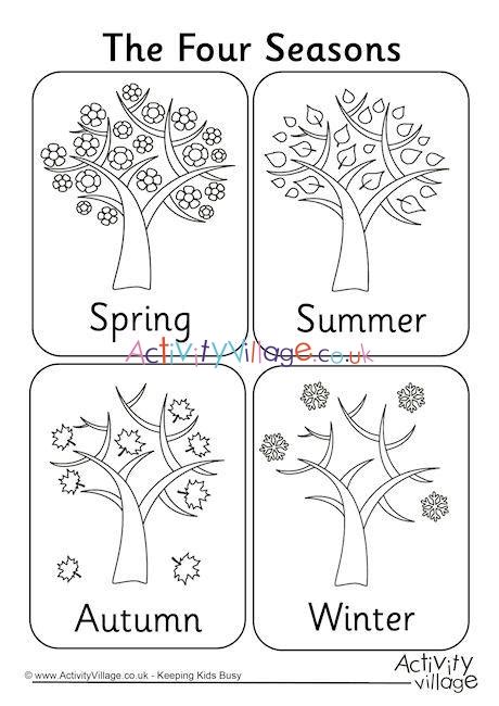 seasons colouring page