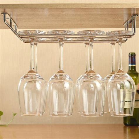 Mgaxyff Under Cabinet Stemware Hanging Wine Glass Rack Holder Home Bar