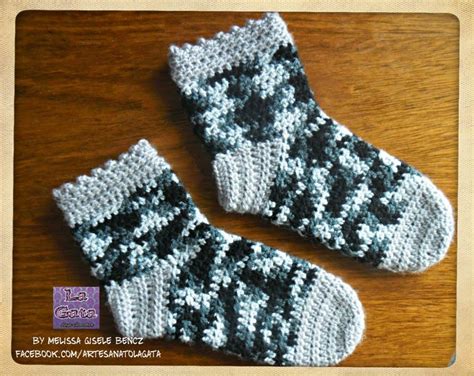 meias de lÃ em crochÊ by la gata melissa gisele bencz socks crochet medias crochet