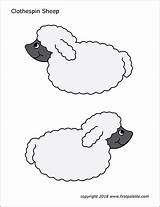 Clothespin Printable Sheep Farm Colored Animal Firstpalette Templates Animals Coloring Pages sketch template