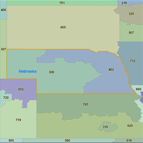 Nebraska Area Code Maps Nebraska Telephone Area Code Maps