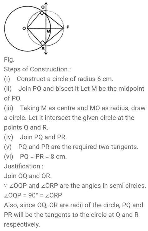 Draw A Circle Of Radius 6cm From A Point 10cm Away From Its Centre