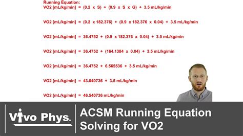 acsm running equation solving  oxygen consumption vo youtube