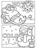 Coloring Opposites Hot Pages Cold Weather Preschool Worksheet Kids Worksheets Sheets Opposite Dover Publications Fun Welcome Printables Activities Books Colouring sketch template