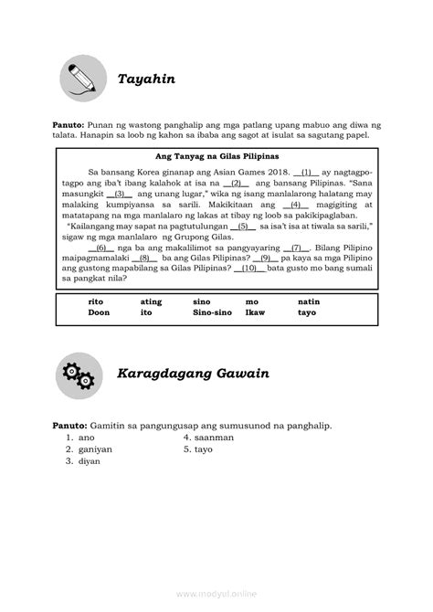 Filipino Modyul Gamit Ng Mga Panghalip Grade Modules 2340 Hot Sex Picture