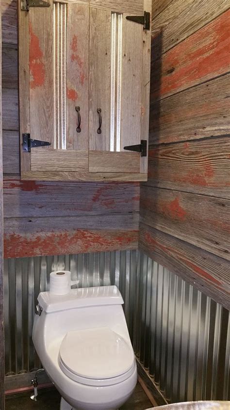 rustic bathroomreclaimed barn siding galvanized steel