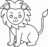 Lion Line Clip Cute Lineart Little Sweetclipart sketch template