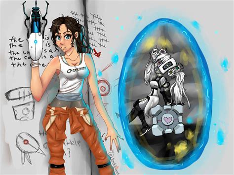 Chell And Glados By Deathfirelove On Deviantart