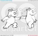 Amorous Hippo Biting Dancing Character Rose Female Outlined Coloring Clipart Vector Cartoon Cory Thoman sketch template