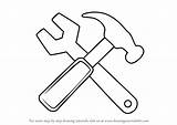 Hammer Drawing Draw Wrench Tools Step Drawingtutorials101 Tutorials Sketch Pencil sketch template