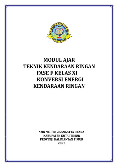 modul ajar fase  modul ajar teknik kendaraan ringan fase  kelas xi konversi energi kendaraan