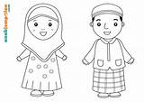 Mewarnai Muslim Anak Muslimah Mewarnakan Azhan Koleksi sketch template