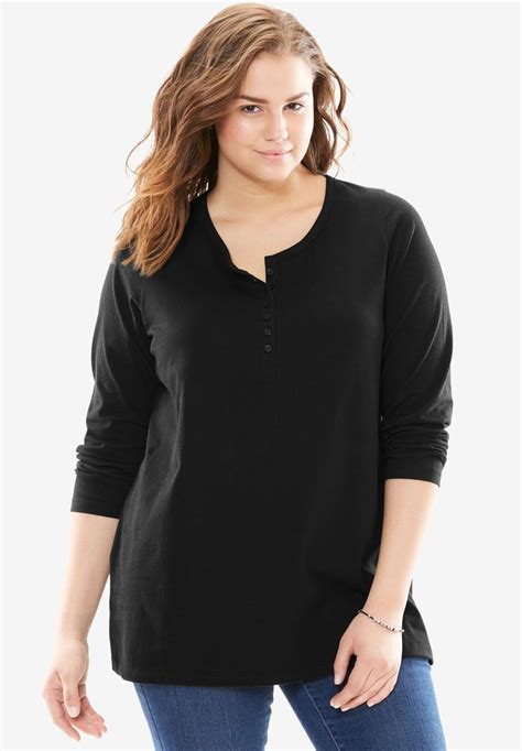 Perfect Long Sleeve Henley Tee Plus Size Outfits Plus Size Women