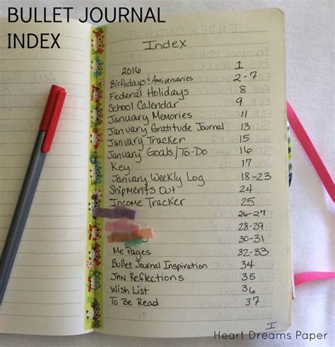 bullet journal index page  bullet journal index bullet