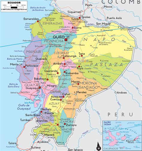 detailed political map  ecuador ezilon maps