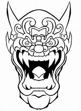 Oni Mask Demon Drawing Japanese Outline Tattoo Deviantart Drawings Devil Wings Simple Crying Crazy Girl Head Getdrawings Google Clipartmag Will sketch template