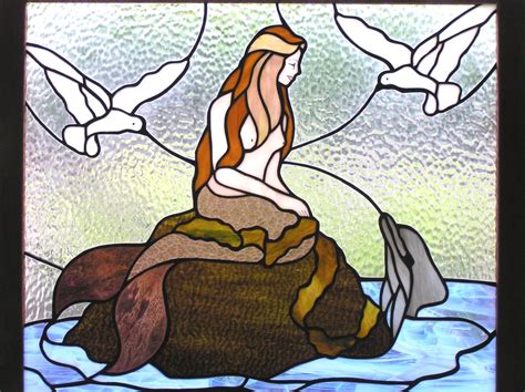 Mermaid On A Rock Stained Glass Stained Glass Patterns Stained